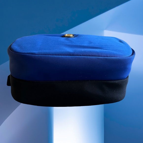 TORY BURCH MAKEUP COSMETIC BAG CASE 2 side BLUE ZIP Mother Day gift - Picture 7 of 8